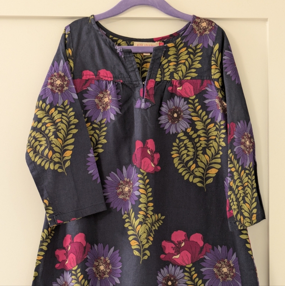 Pink Chicken Navy Floral Print Dress